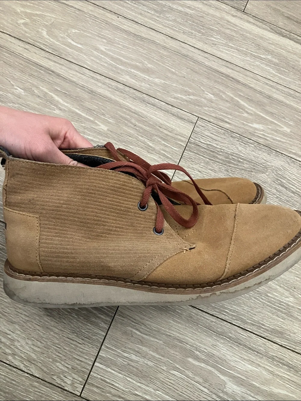 Toms Tan Suede Ankle Boots with Brown Logo